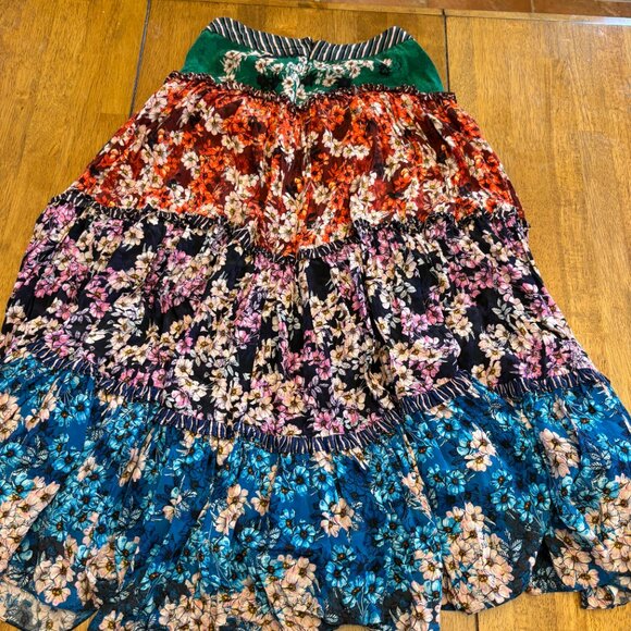 Anthropologie Bhanuni by Jyoti Tiered Colourful Maxi Skirt Size 0 - Picture 10 of 14